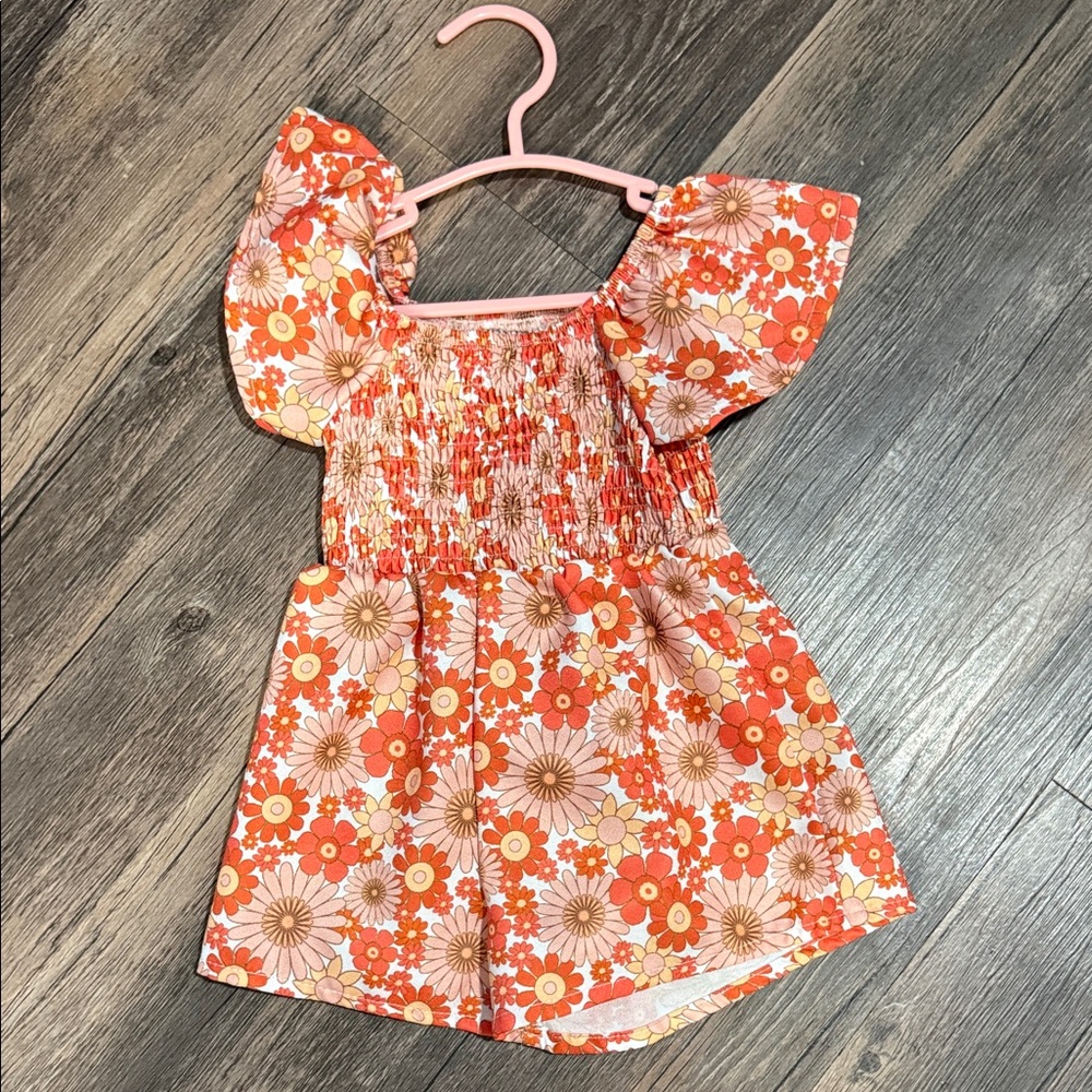 Floral Orange Dress with Puff Sleeves
